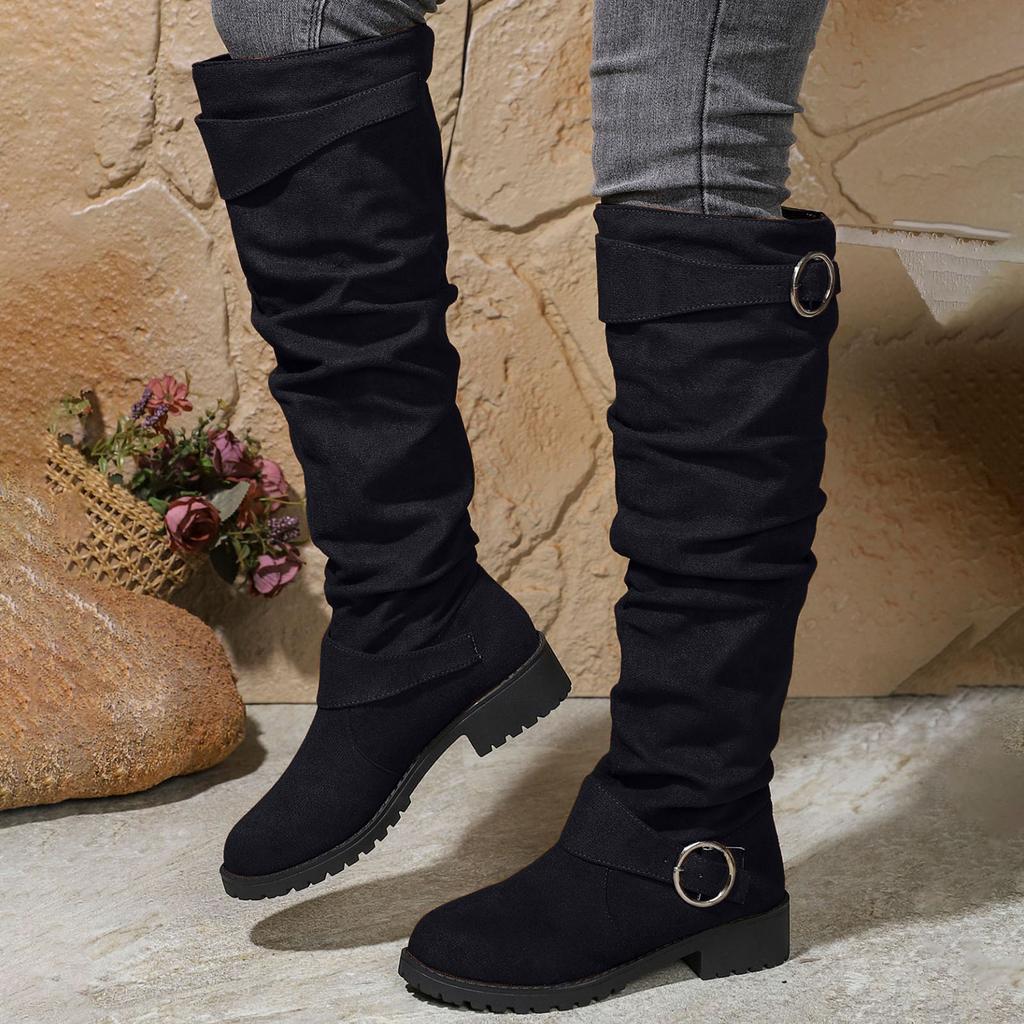 Women's Boots With Over The Knee Slouch Boots Chunky Heel Fashion Mid Calf Boots Boots Women Size 8 Mid