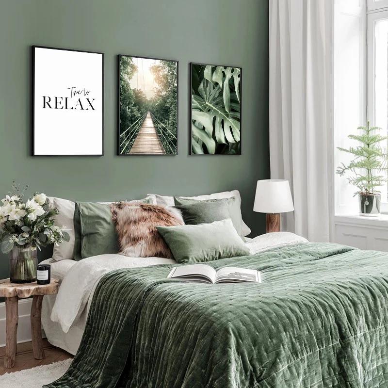 Jungle Landscape Canvas Poster Animal Leopard Elephant Print Painting Palm Leaves Forest River Bridge Nordic Picture Decoration