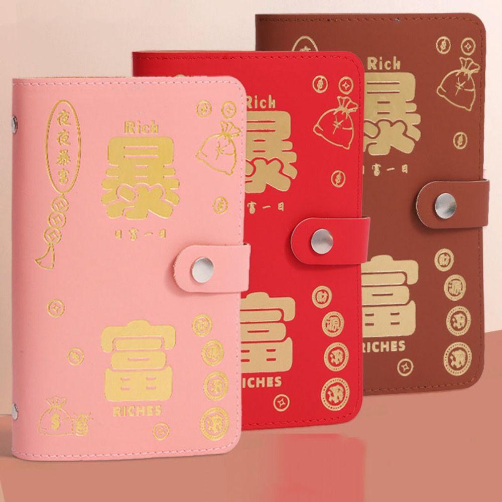 Portable Saving Money Binder PU Leather Planner Organizer Account Book Stainless Ring Binder