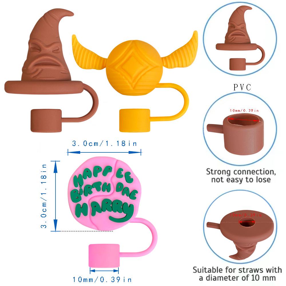 Harry Potter 3D Cartoon Straw Cap - Cute Stanley Accessory for 10mm Straws