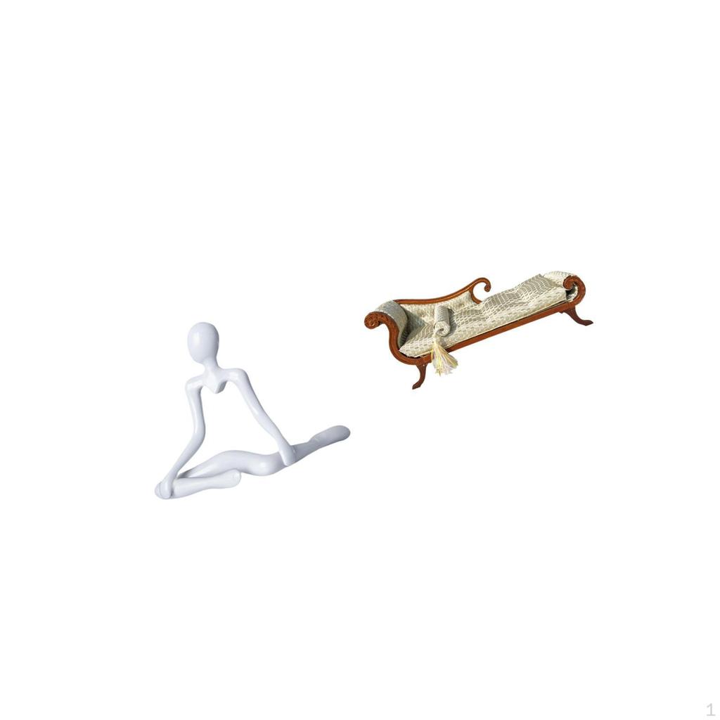 Creative Abstract Thinker Sofa Sculpture Unique Decorative Figurine Miniature Wooden Bed Ornament