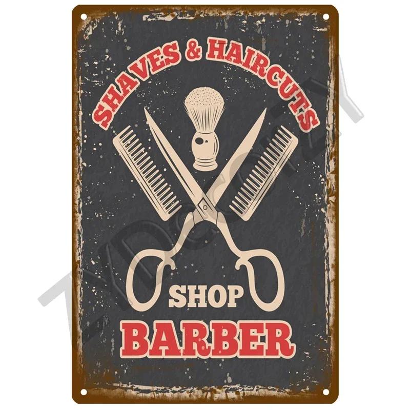 Vintage Barber Shop Tin Sign  Retro Metal Wall Plaque for Living Room Home Decor Posters Art Decoration Aesthetic Mural