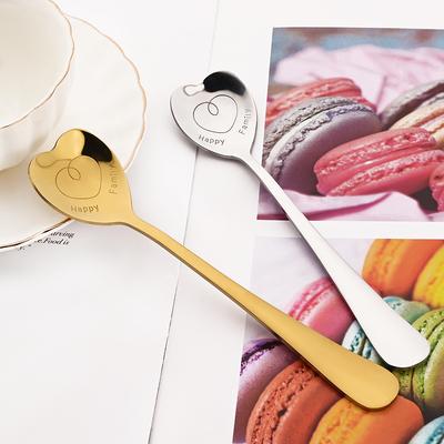 2 Stück Edelstahllöffel Herzform Gold Scoop Kaffeelöffel Weihnachtsgeschenke Küchenzubehör Geschirr Dekoration