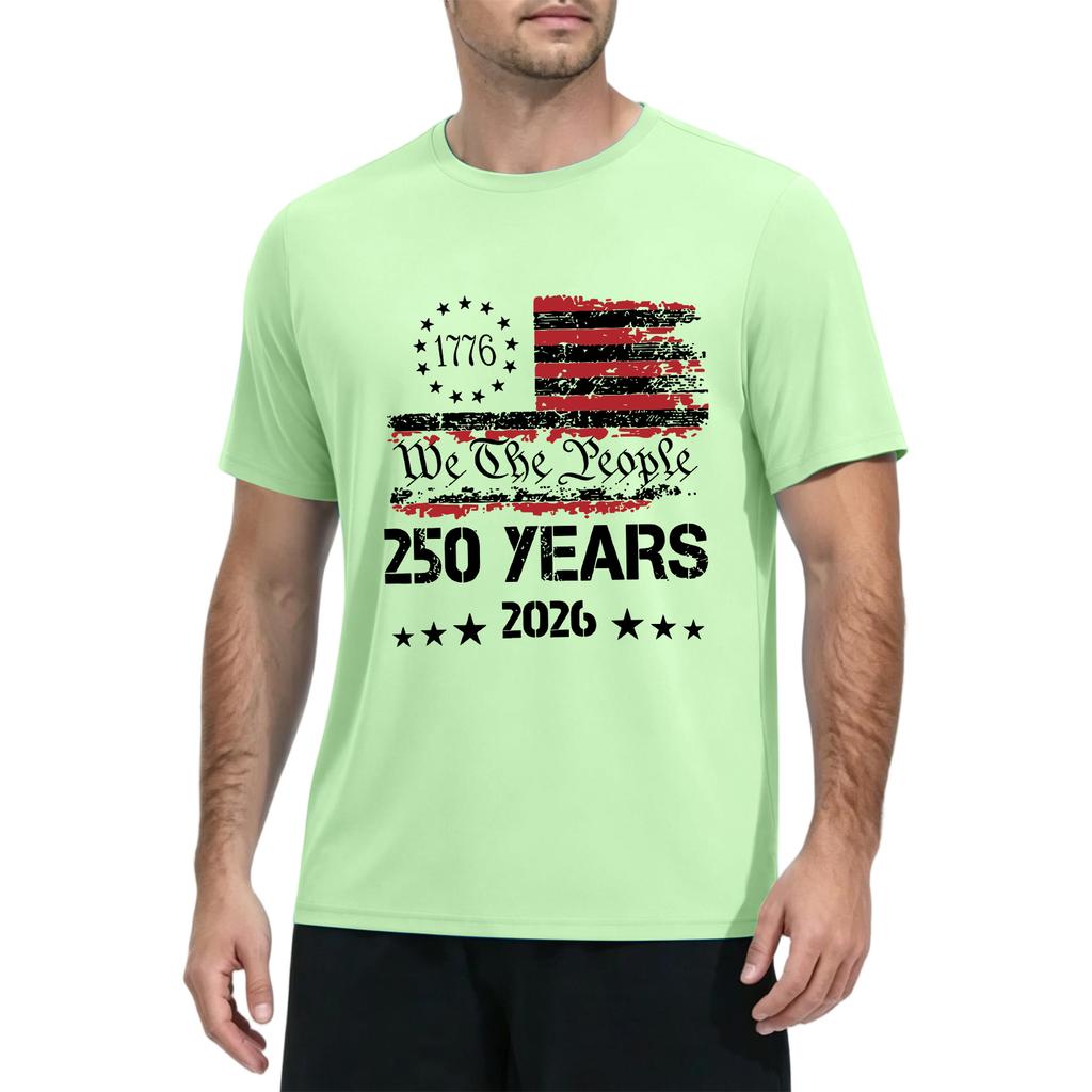 Men's Summer Quick Dry Short Sleeve T Shirt Lightweight Sun Athletic Workout Top with Printed Graphic Design
