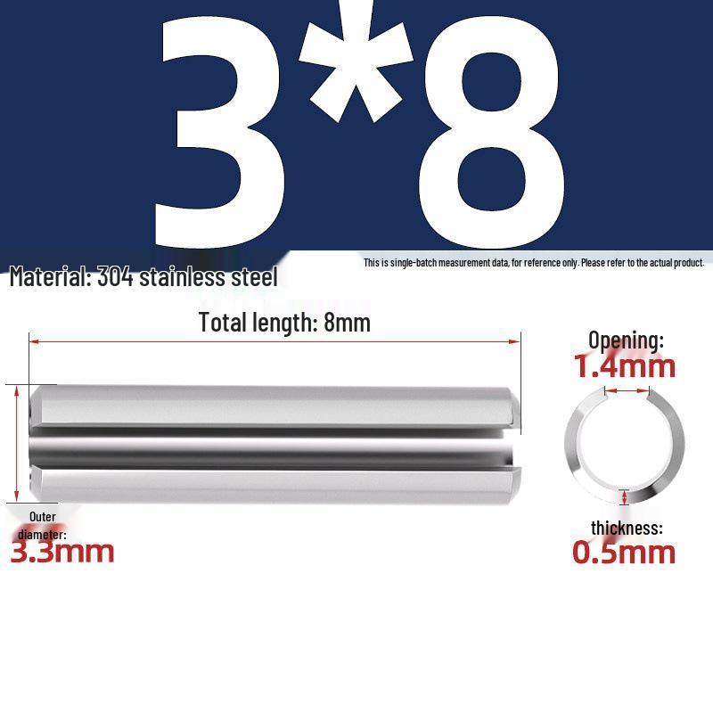 304 Stainless Steel Slotted Spring Pin, Cylindrical Shaft Pin, Locating and Hollow Pin (M5-M12)