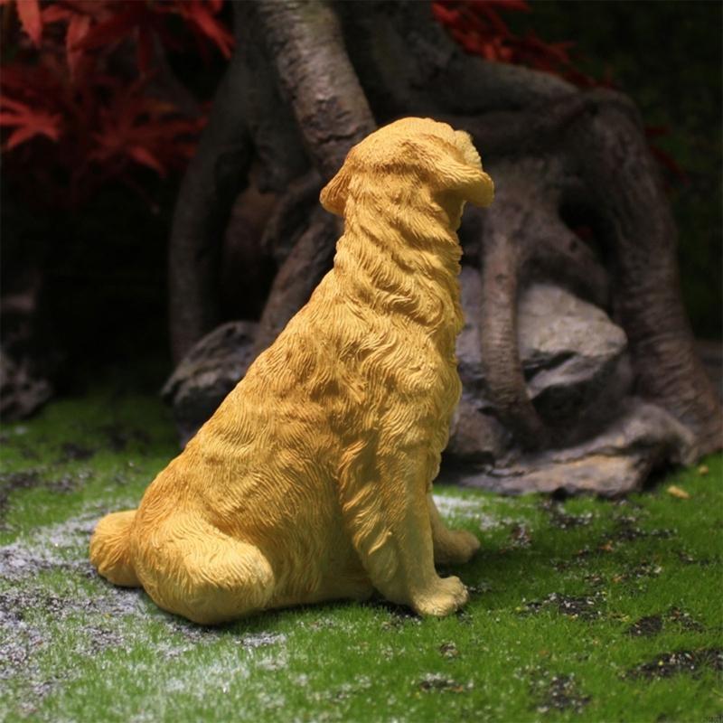 62KD Animal Plastic Golden Retrievers Home Ornament DIY Realistic Artificial Hand Paint Adult Collection Craft Backyard Toy