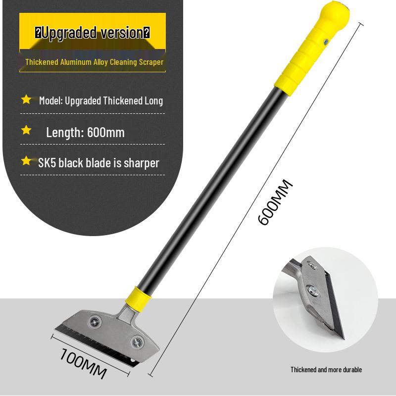 Upgraded Heavy Duty Aluminum Alloy Putty Knife with Thick Black Blade for De-gluing Floor Tiles and Kitchen Use