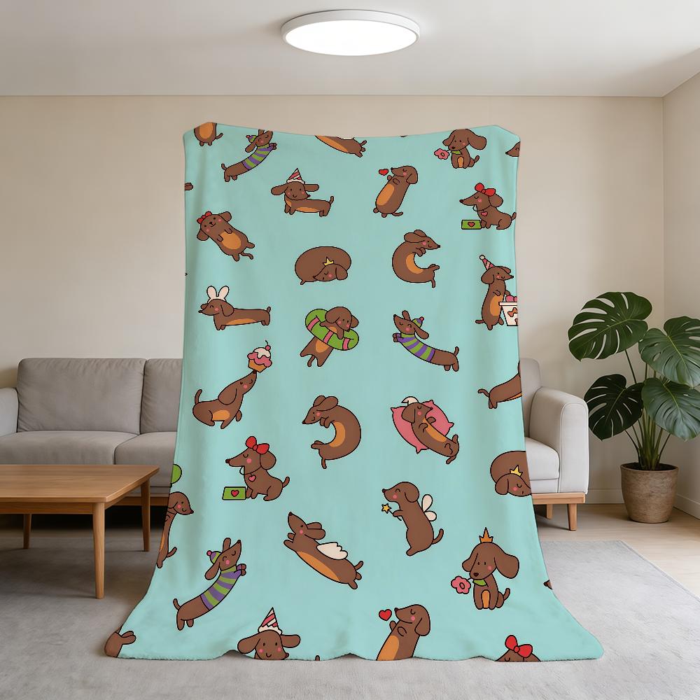 Dackel Cartoon Niedliche Decke Flanell Warm Weich Überwurfdecke Für Zimmer Sofa Kindliche Geburtstagsgeschenke