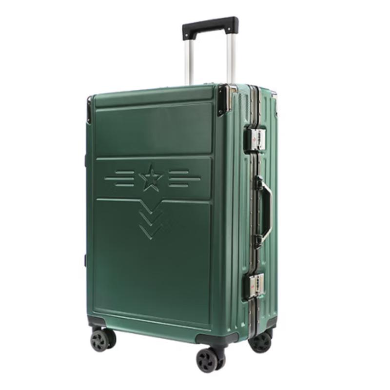 BARACKJIE Military Green Aluminum Spinner Suitcase