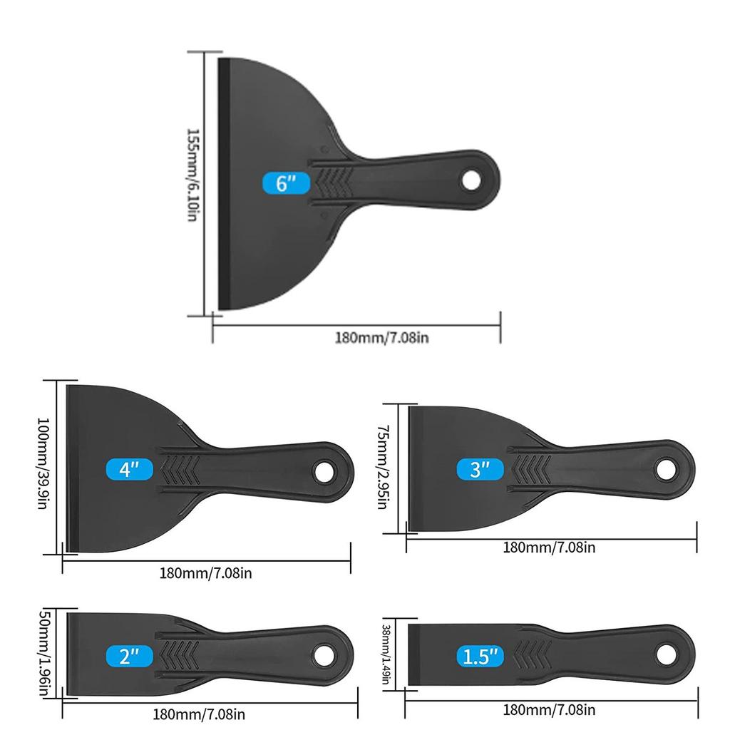 5-Piece Putty & Paint Scraper Set: Plastic Tools for Wallpaper and Wall Repair
