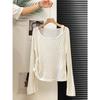 Casual Drawstring Design Off-the-shoulder Small Top, Super Good-looking In Autumn, T-shirt Inside, Versatile Outer Blouse, Bottoming Shirt