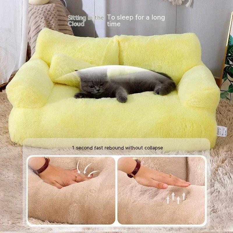 Soft Cat Bed Sofa Etachable Washable Luxury Pet Dog Cat Nest for Medium Large Dogs Cats Comfortable Plush Puppy Bed Pet Supplies