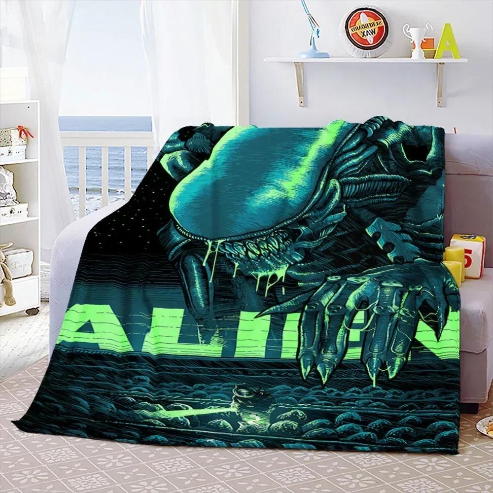 Weiche Überwurfdecke aus dem Film „Aliens“, Weltraummonster, bedruckt, Tagesdecke, Sofa-Couch-Bezüge, Reise-Camping-Decke, Geschenk für Kinder und Erwachsene