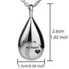 Elegant Teardrop Cremation Urn Necklace - Stainless Steel Memorial Pendant for Women