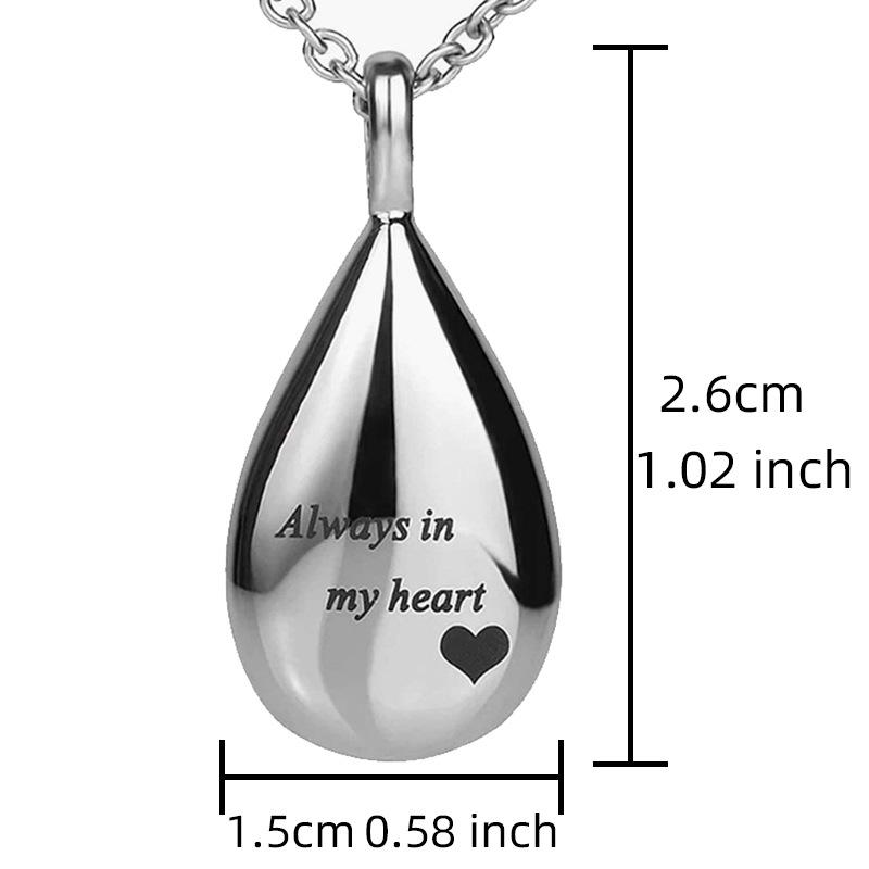 Elegant Teardrop Cremation Urn Necklace - Stainless Steel Memorial Pendant for Women