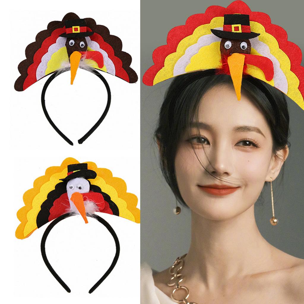 Thanksgiving Turkey Headband for All Age Festival Decoration Hairhoop Festive Party Head Ornament for Family Gathering