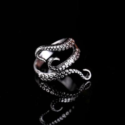 Titanium Steel Octopus Rings Gothic Deep Sea Monster Squid Finger Punk Tentacles Ring Adjustable Size Personality Jewelry Gift