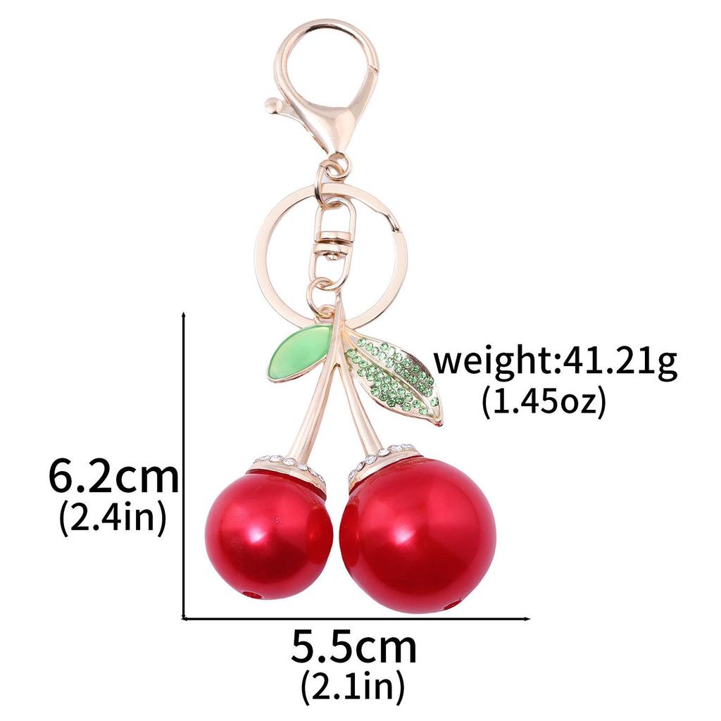 Xiyin Strass Emaille Frucht Schlüsselanhänger - Zitrone, Kirsche, Erdbeere Taschenanhänger Geschenk