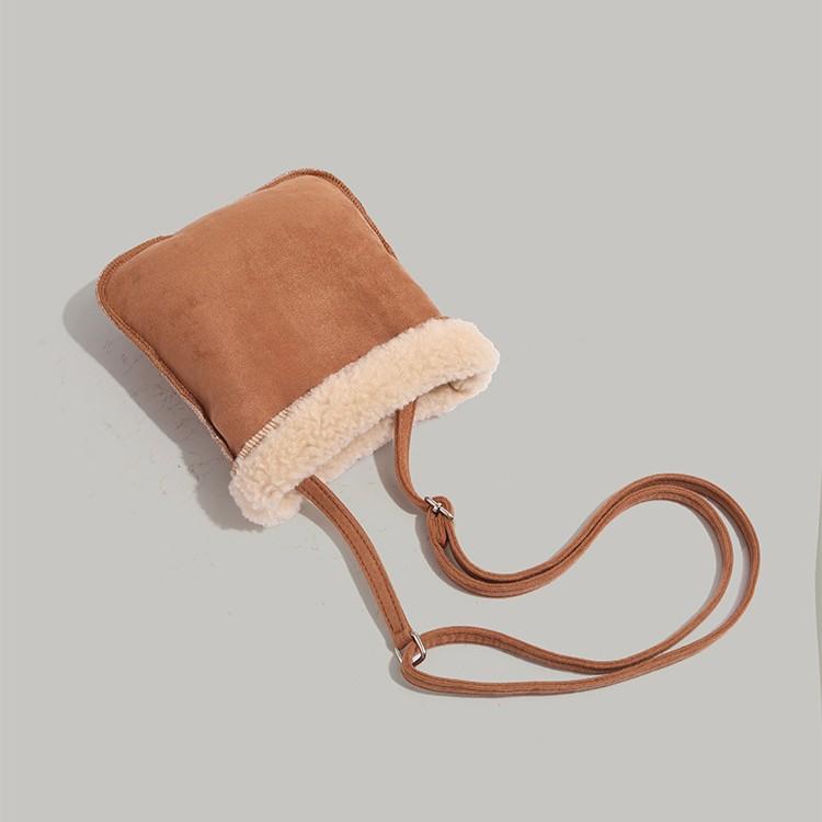 Milad Lamb Wool Phone Bag Niche Korean Retro Simple Autumn Winter High-Value Single Shoulder Crossbody Small Bag for Women