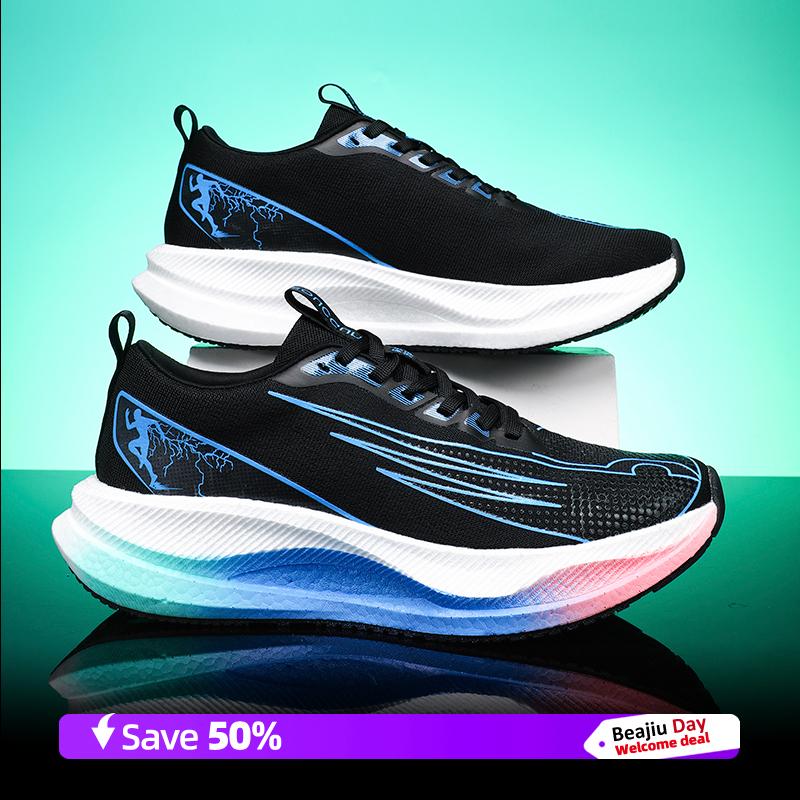 

Running Shoes Speciality Marathon Men Sports Breathable Lightweight Women s Comfortable Nonskid Leisure Carbon Plate Sneakers 45 чорний