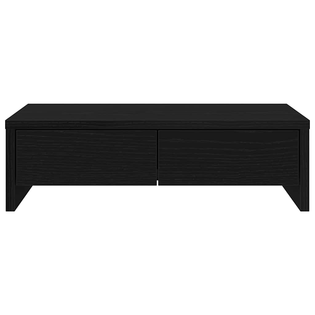 Dual Monitor Stand with Drawers Black Oak Effect 50 X 27 X 15 Cm