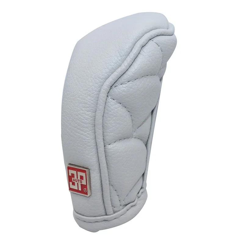 Anti-slip Zipper Closure Car Gear Shift Knob Cover Black Auto Parts Stall Anti-slip Leather Case Driving Control Cover Gray