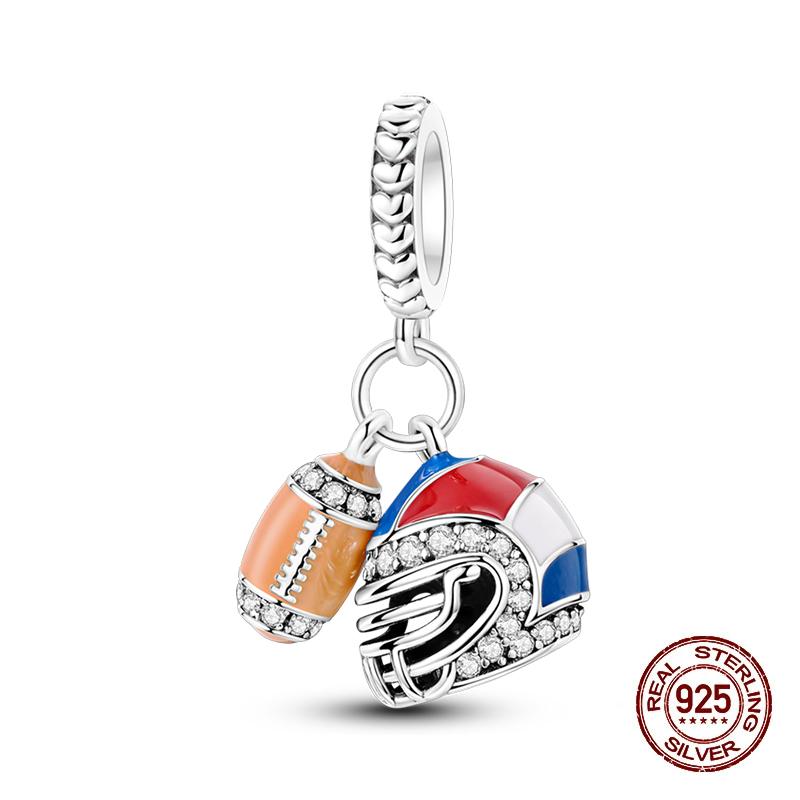 Copper Color Basketball Football Badminton Sports Series Charms Beads Fit Pandach Original Bracelets Diy Jewelry Gifts