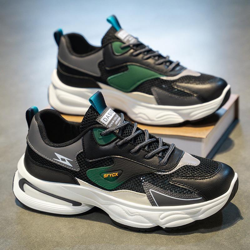 

Summer men s shoes new breathable hollow net shoes men s trend versatile platform sports shoes casual platform dad shoes 44