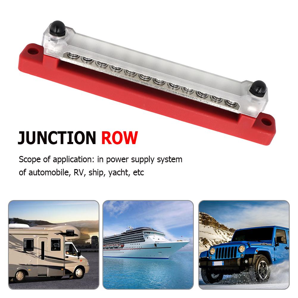 Universal Terminal Power Distribution Block with Transparent Cover Junction Row for Automotive Car Marine Boat Power System