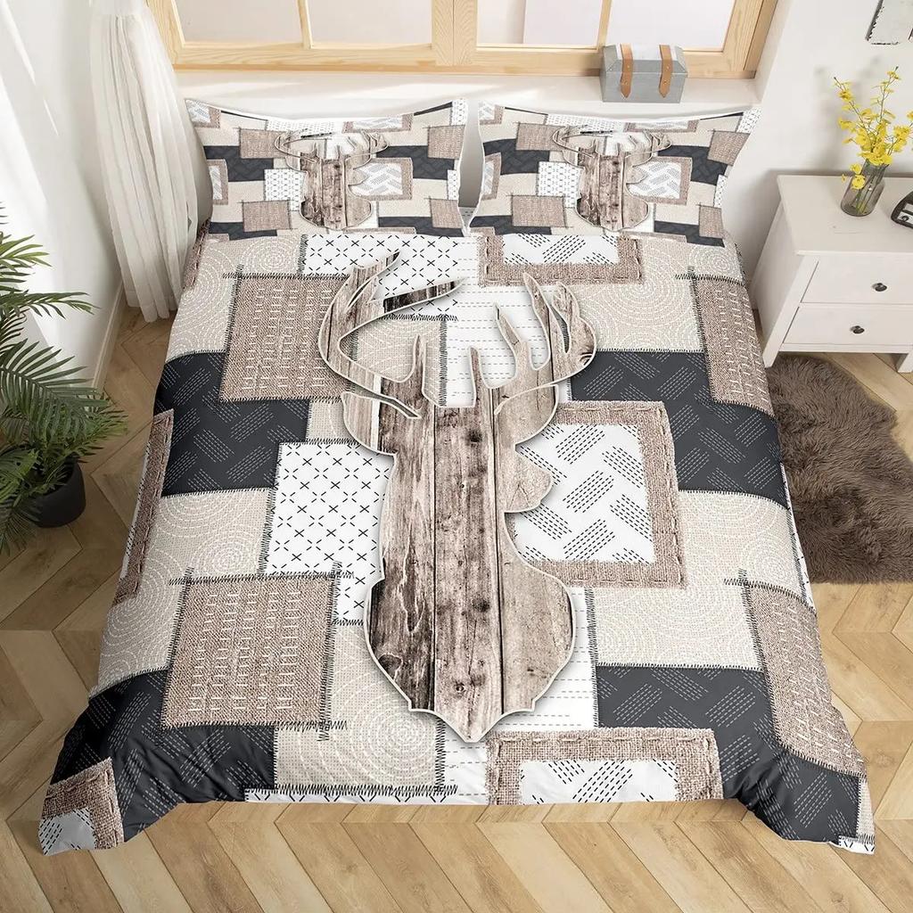 Zvířecí povlečení 2/3 ks Jelen Podzimní les Listy Ložní souprava Divoká zvířata Pro teenagery Queen King Size Polyesterový povlak na přikrývku