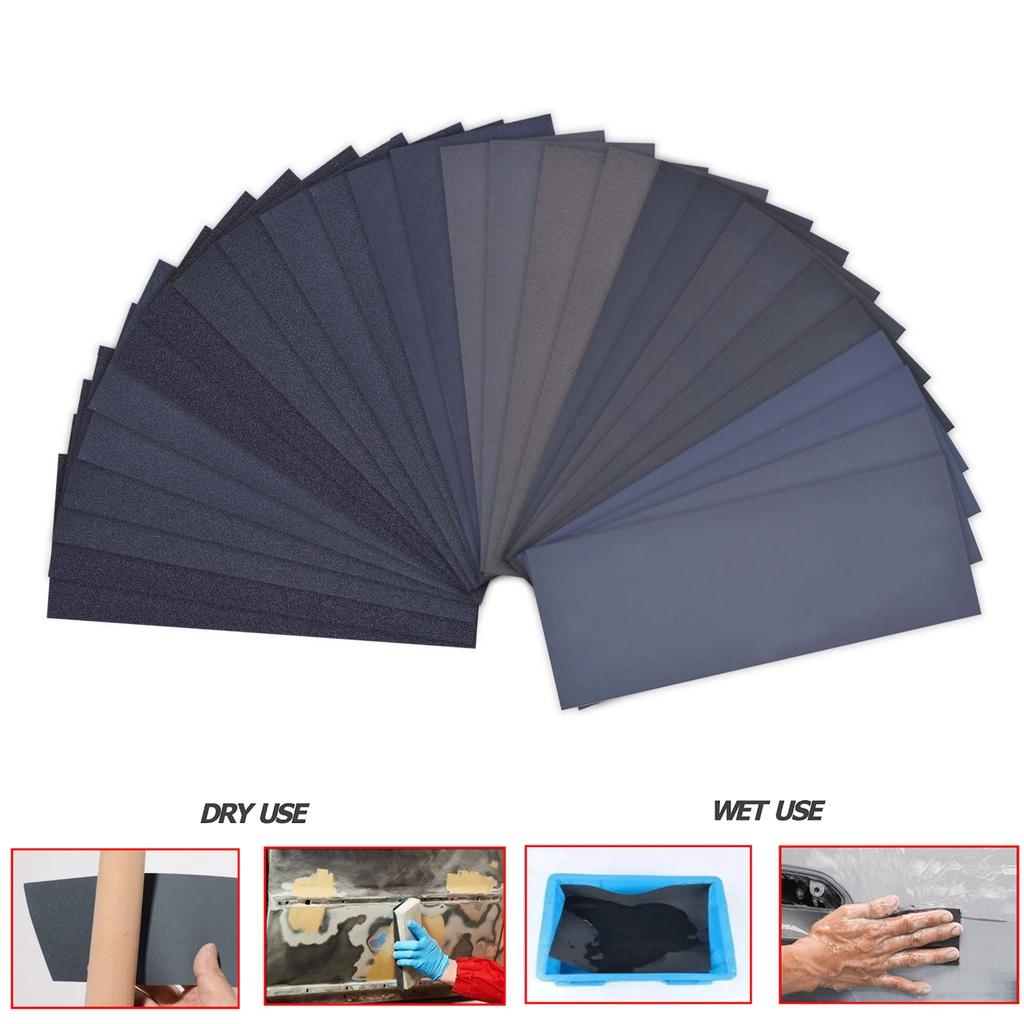 36/42PCS Wet Dry Sandpaper 120 To 3000 Assorted Grit Sandpaper Sheets 9 X 3.6In Sand Paper for Wood-Furnitures Finishing