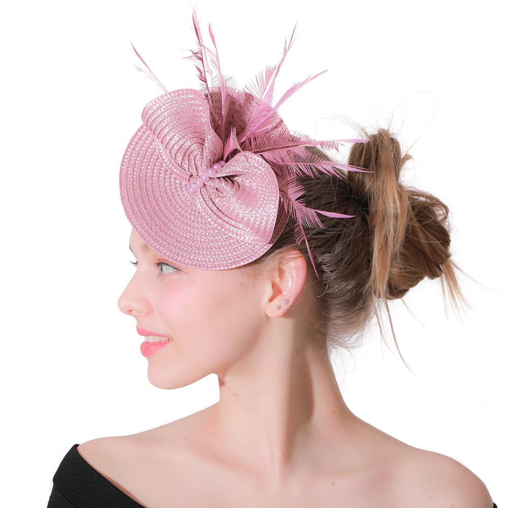 European And American Feather Headgear Popular Bridal Hair Accessories Banquet Photo Top Hat Pp Imitation Hemp Headgear
