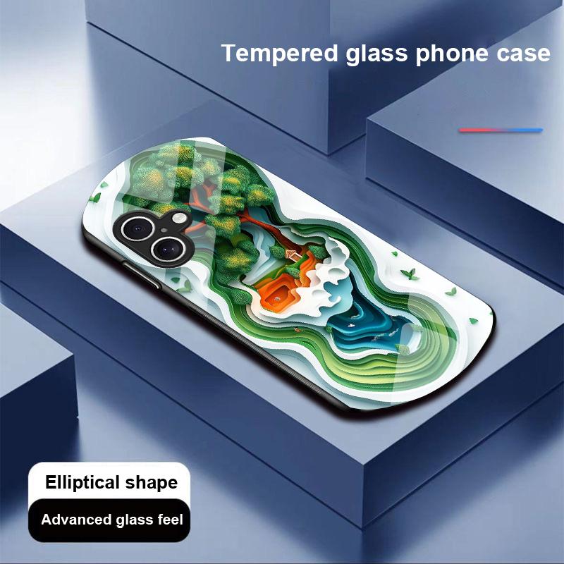 Złoty Liść Czarny Dla Apple IPhone 16 11 13 15 14 Pro Max 12 Mini 7 8 Plus XR X XS Etui na telefon z hartowanego szkła o eliptycznym kształcie