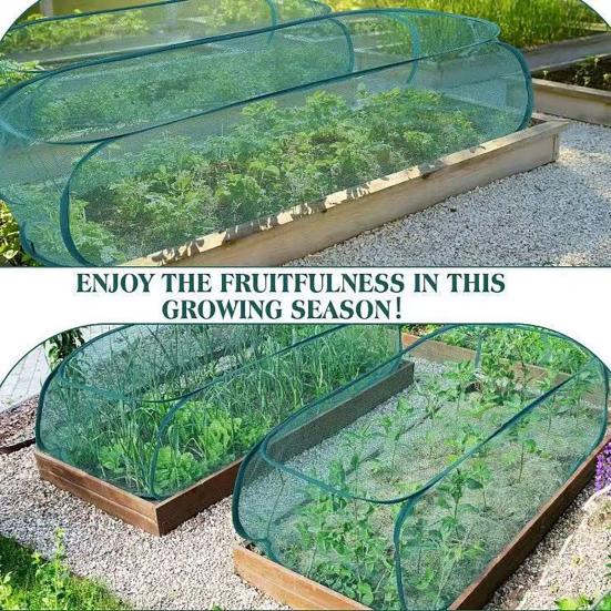 Pop-up Plant Cover Mesh Outdoor Plant Protector Insect Barrier Netting Foldable Crop Cage Raised Bed Cover for Vegetable Fruit Seedlings Garden Rows