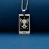 Stainless Steel Cat Tarot Card Necklace for Men Women Animal Divination Jewelry Accessory
