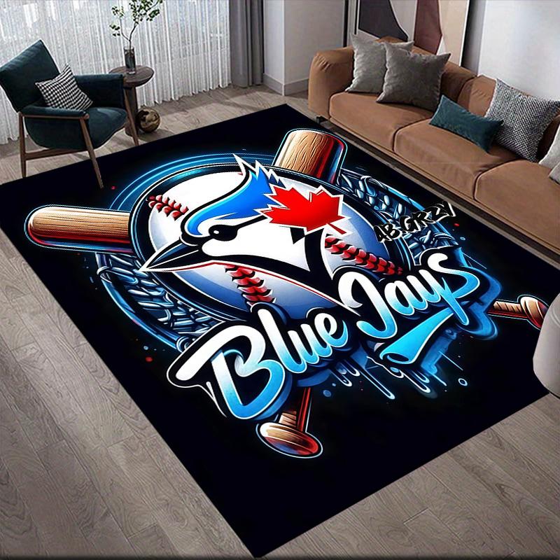Čtvercový koberec s flanelovým vzorem Toronto Blue Jays, Kusový koberec, Koberec pro obývací pokoj, ložnici, pohovku, hernu, Protiskluzová podložka