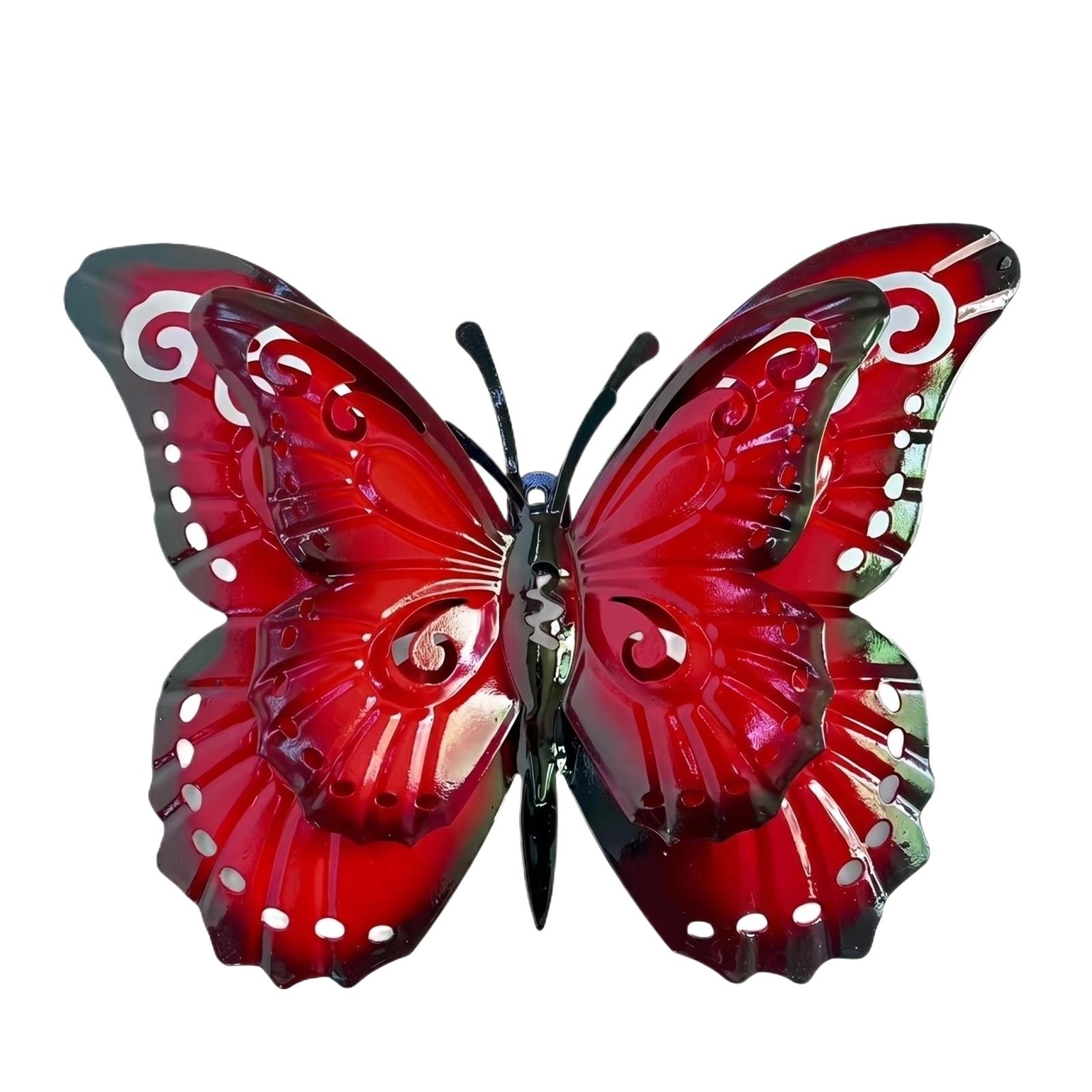 

Double Winged Butterfly Fence Decoration Wall Hanging Crafts Garden Fence Handmade One Size