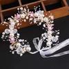 Spring Bohemian Girls Bridal Pearl Hair Headdress Flower Wreath Bride Garland Head Hoop Headbands Hair Jewelry Children Gifts