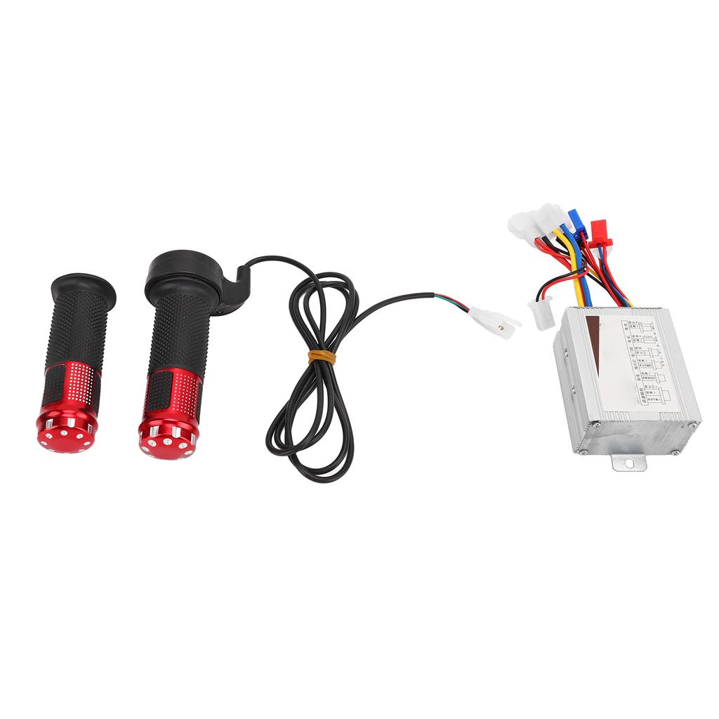 48V 500W Brushed Controller and Red Crystal Long Line Throttle Twist Grip Set for Electric Bikes
