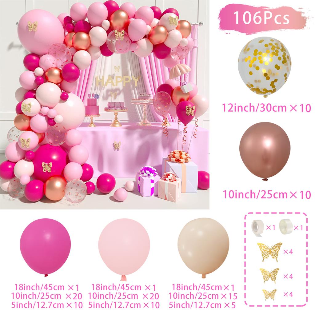 Macaron Pink Balloon Garland Arch Kit Rose Red Confetti Latex Air Balloons Baby Shower Girl Birthday Party Wedding Decorations