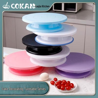 Kendin Yap Pasta Pişirme ve Süsleme İçin 11 İnç Kaymaz Renkli Plastik Pasta Döndürme Aparatı