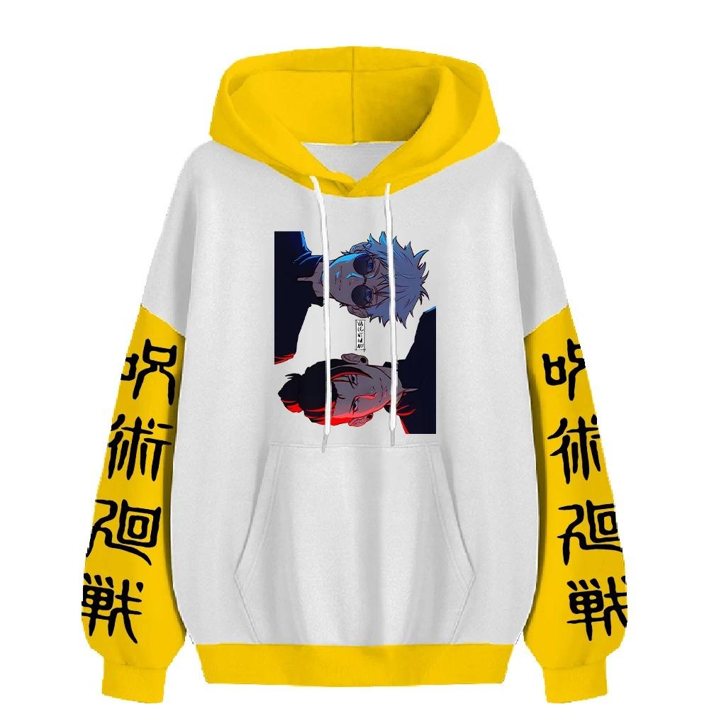 Gojo Satoru Jujutsu Kaisen Anime Hoodie Geto Suguru Printed Sweatshirt For Men Patchwork Streetwear Long Sleeve Fleece Clothing
