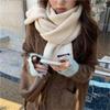 Women's 2024 High-End Wool Knit Winter Scarf: Warm, Versatile, Thick, Solid Color Neck Gaiter for Couples and Students