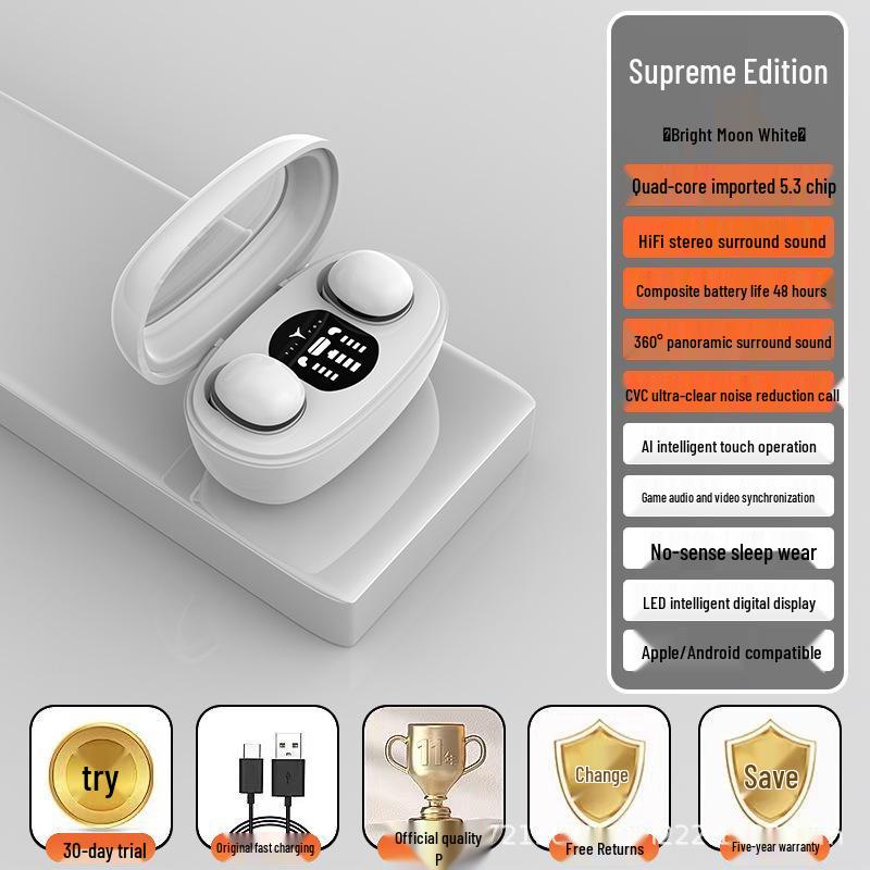 Invisible In-Ear True Wireless Bluetooth Earphones with Long Battery Life and HD Call Quality