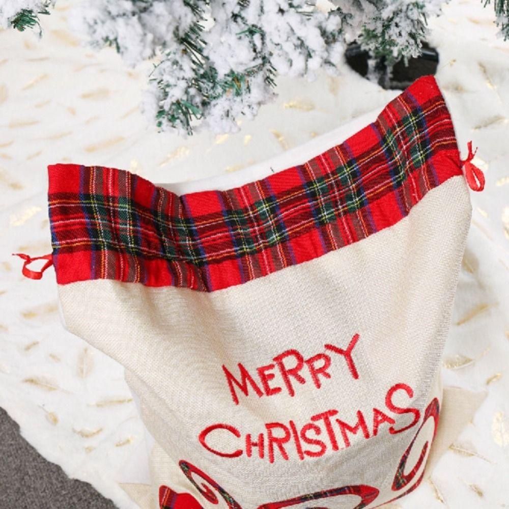 Luxury Linen Packing Bag Large Christmas Handbag Creative Drawstring Pocket Children's Holiday