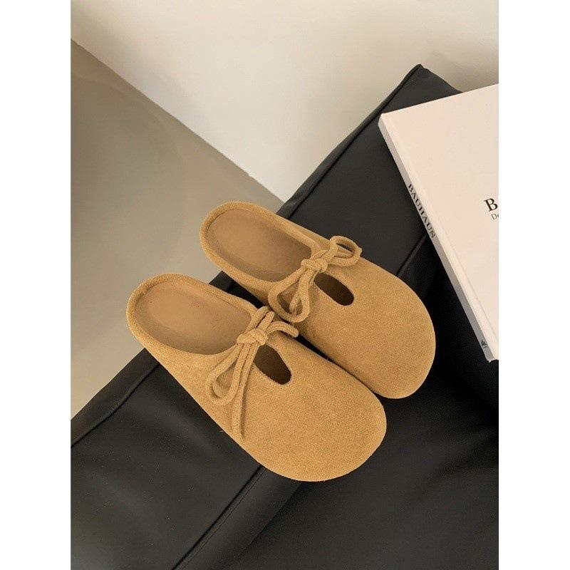 Thick-bottomed Birkenstock bag head, half slippers, women's outer wear, half support autumn lace-up, pregnant women's non-slip, ugly and cute Bokentid