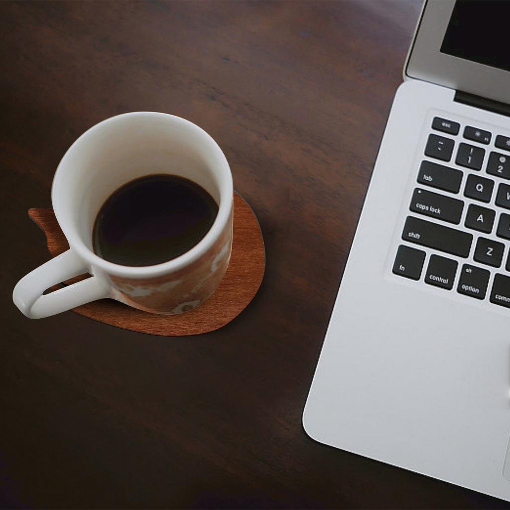 Heat-Resistant Cat-Shaped Wooden Coaster Set, Handmade Cute Kitty Drink Mats for Kitchen Table, Home Decor Heatproof Trivet