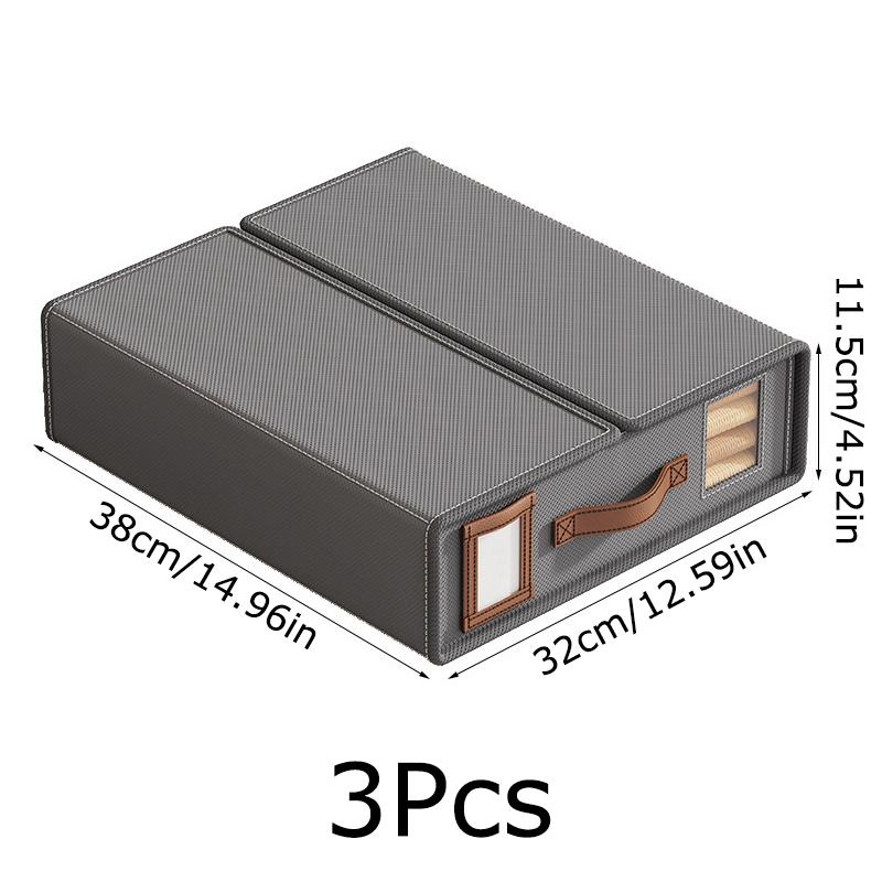 3PC Multi layer Foldable Layered Storage Box Waterproof Wardrobe Organizer 38x32x11.5cm