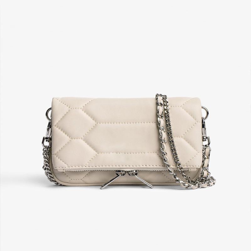 

Ladies Fashion Small Embroidery Chain Crossbody Bag Pu Material Casual Street Style Bag For Daily Use білий
