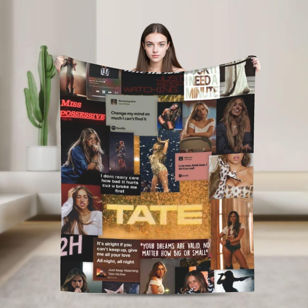 Tate McRae piosenkarka pop Koc Super Miękki Przytulny Kocyki do Rzucania na Kanapę 50x60 Calów Wielorozmiarowe Kocyki do Sypialni